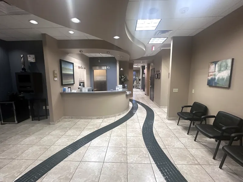 Vistancia Orthodontics lobby with the curved front desk and waiting area