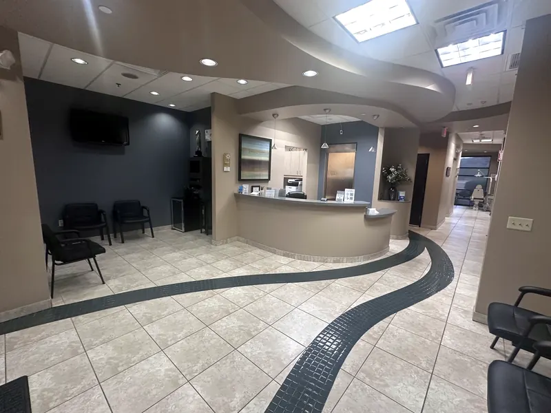 Reception desk and seating area